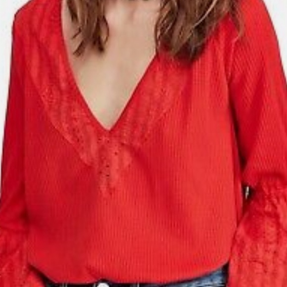 Free People Parisian nights Bell Sleeve eyelet bolo blouse - Picture 5 of 14